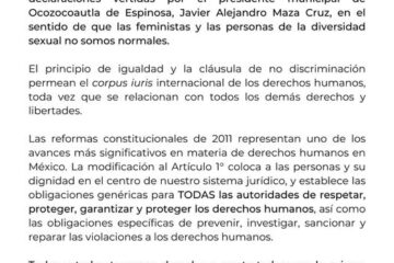 Colectivo 50+1 de Chiapas interpondrá queja a la CEDH contra alcalde de Berriozábal