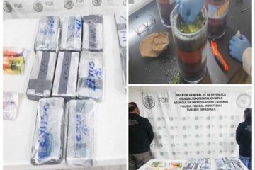Asegura FGR 16 paquetes de cocaina en una empresa de paqueteria en Chiapas