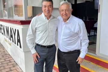 Acompaña Rutilio Escandón al presidente AMLO en la visita de supervisión en el Tramo 1 del Tren Maya