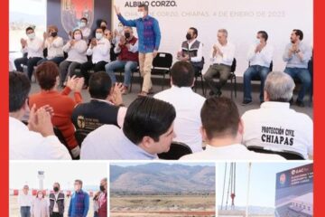 Rutilio Escandón inicia obra de la plataforma y hangar de carga del Aeropuerto Internacional Ángel Albino Corzo