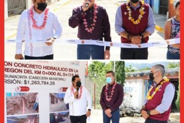Inaugura Rutilio Escandón calles pavimentadas con concreto hidráulico en Osumacinta