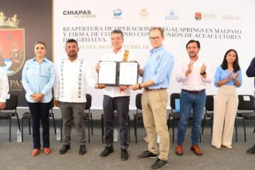 Atestigua Rutilio Escandón reapertura de operaciones de Regal Springs México- Acuagranjas Dos Lagos