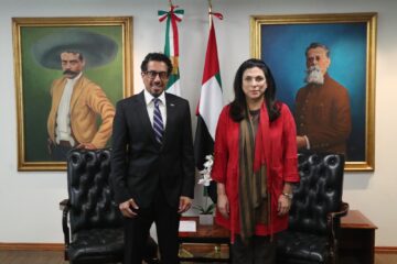 Marcela Guerra Castillo recibió al embajador de los Emiratos Árabes Unidos en México, Ahmed Hatem Barghash Almenhali
