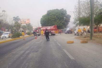 Incendio provoca poca visibilidad en la salida de Tuxtla-Berriozábal