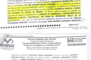 Síndica de Huixtla denuncia por violencia política al alcalde Regulo Palomeque
