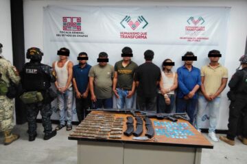 Detienen a masculinos con armas de fuego y presuntos narcóticos en Jiquipilas