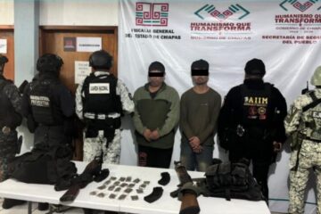 En Frontera Comalapa, grupo interinstitucional detiene a presuntos responsables de los delitos contra la salud, asociación delictuosa y violación a la Ley Federal de Armas