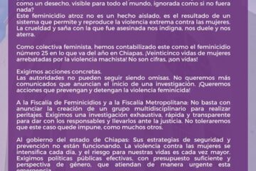 Aumentan crímenes contra mujeres en Chiapas