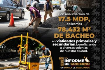 Màs de 17 millones invertidos en bacheo en Tuxtla Gutiérrez Chiapas
