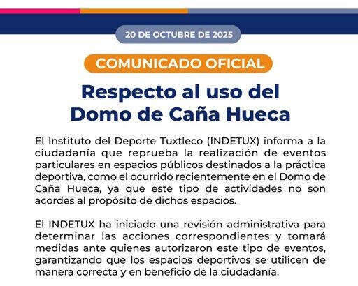 Anuncian sanciones por uso indebido de Caña Hueca en Tuxtla Gutiérrez, Chiapas