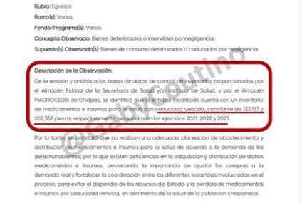 Caducaron miles de medicamentos por negligencia en Chiapas.