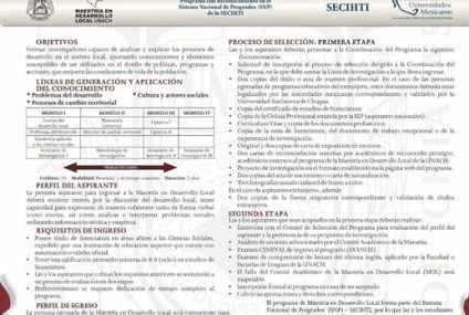 Convoca UNACH a participar en proceso de selección para ingresa a la Maestría en Desarrollo Local