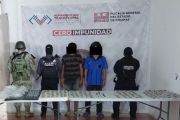 En cateo aseguran narcóticos y detienen a dos personas en Palenque, Chiapas