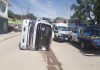 Accidente vial es atendido por Protección Civil en la colonia Terán de Tuxtla Gutiérrez Chiapas, hay dos heridos