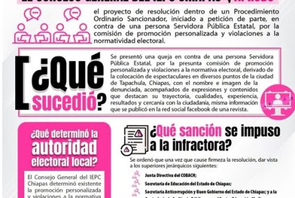 Autoridad Electoral sanciona a titular del Colegio de Bachilleres de Chiapas