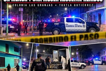 Ataque armado en colonia Las Granjas de Tuxtla Gutiérrez, deja tres personas sin vida y dos heridas