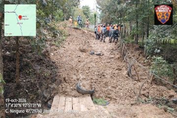 Deslizamiento de tierra en Jitotol, Chiapas, por intensas Lluvias