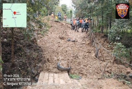 Deslizamiento de tierra en Jitotol, Chiapas, por intensas Lluvias