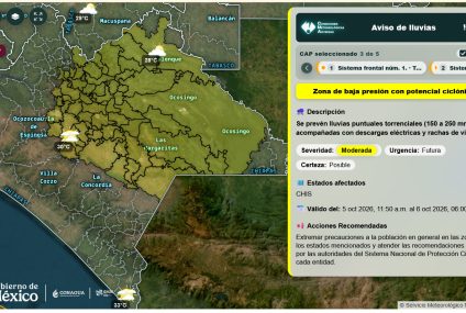 Se pronostican Lluvias torrenciales en Chiapas, tome sus precauciones