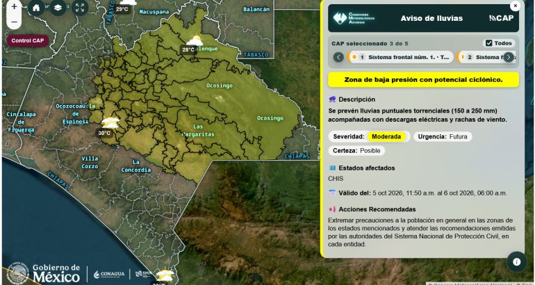 Se pronostican Lluvias torrenciales en Chiapas, tome sus precauciones Se pronostican Lluvias torrenciales en Chiapas, tome sus precauciones